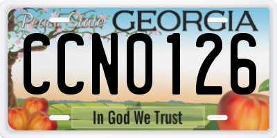 GA license plate CCN0126