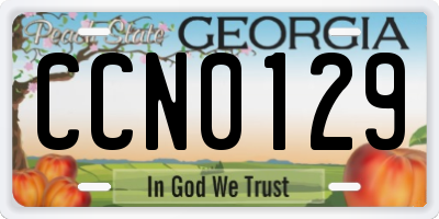 GA license plate CCN0129