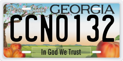 GA license plate CCN0132