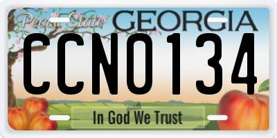 GA license plate CCN0134