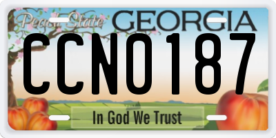 GA license plate CCN0187