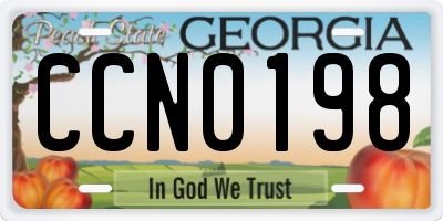 GA license plate CCN0198