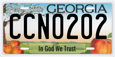 GA license plate CCN0202