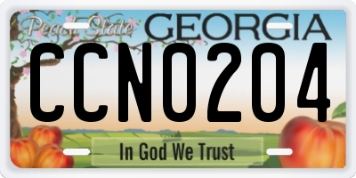 GA license plate CCN0204