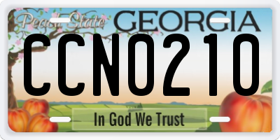 GA license plate CCN0210