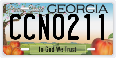 GA license plate CCN0211