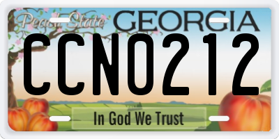 GA license plate CCN0212