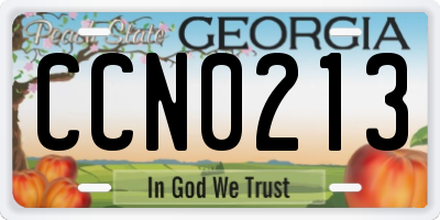 GA license plate CCN0213