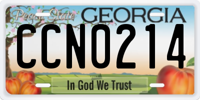 GA license plate CCN0214