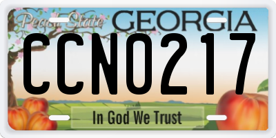 GA license plate CCN0217
