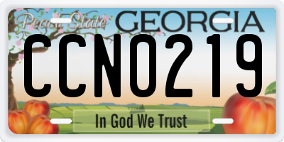 GA license plate CCN0219