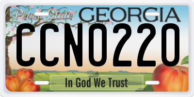 GA license plate CCN0220