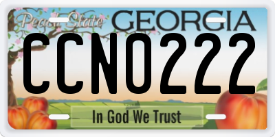 GA license plate CCN0222