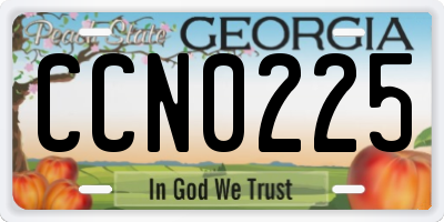 GA license plate CCN0225