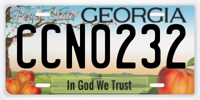 GA license plate CCN0232