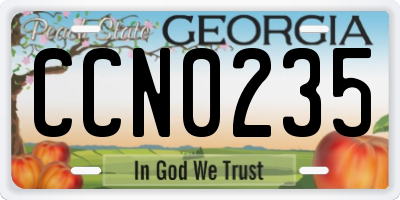 GA license plate CCN0235