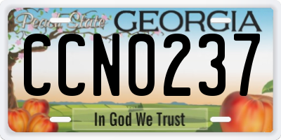 GA license plate CCN0237