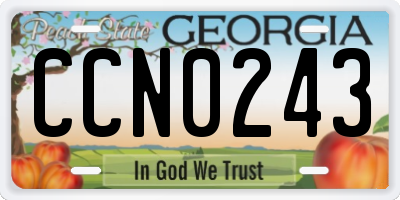 GA license plate CCN0243