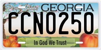 GA license plate CCN0250