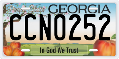 GA license plate CCN0252