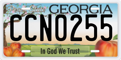 GA license plate CCN0255