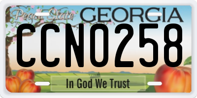GA license plate CCN0258