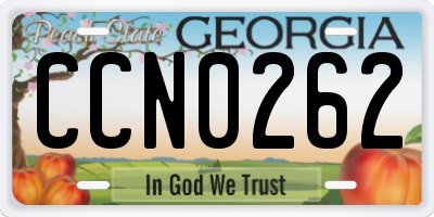 GA license plate CCN0262