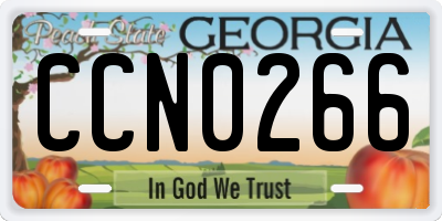 GA license plate CCN0266