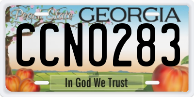 GA license plate CCN0283