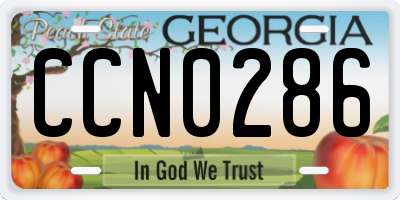 GA license plate CCN0286