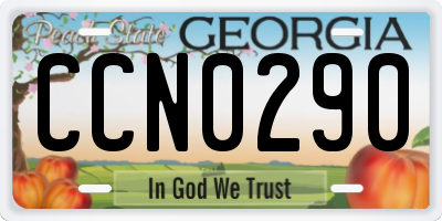 GA license plate CCN0290