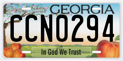 GA license plate CCN0294