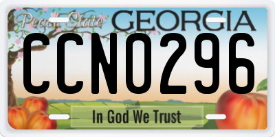 GA license plate CCN0296