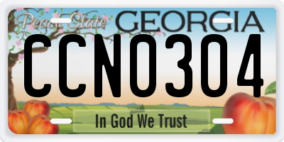 GA license plate CCN0304
