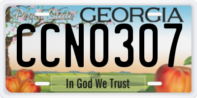 GA license plate CCN0307