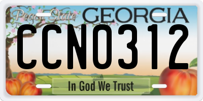 GA license plate CCN0312