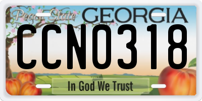 GA license plate CCN0318