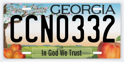 GA license plate CCN0332