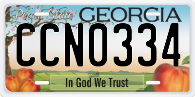 GA license plate CCN0334