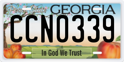 GA license plate CCN0339