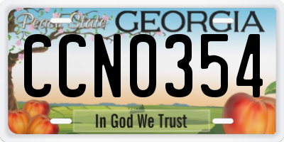 GA license plate CCN0354