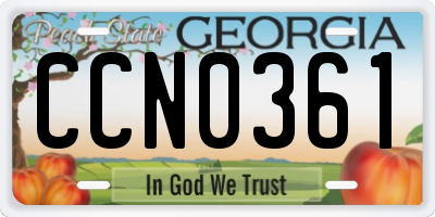 GA license plate CCN0361