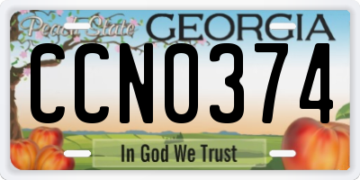 GA license plate CCN0374