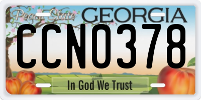 GA license plate CCN0378