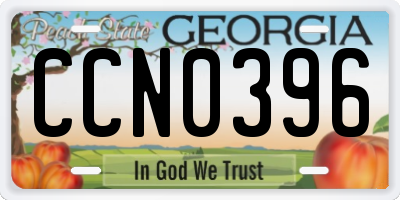 GA license plate CCN0396
