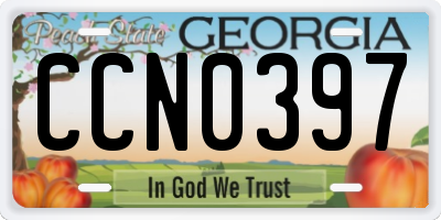 GA license plate CCN0397