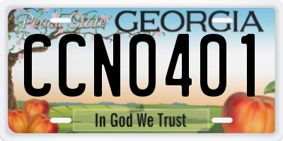GA license plate CCN0401