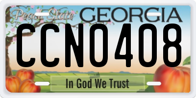 GA license plate CCN0408