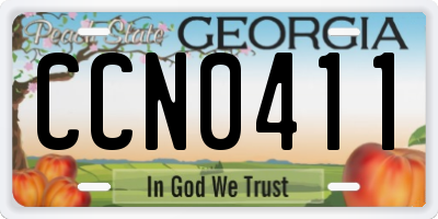 GA license plate CCN0411