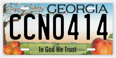 GA license plate CCN0414